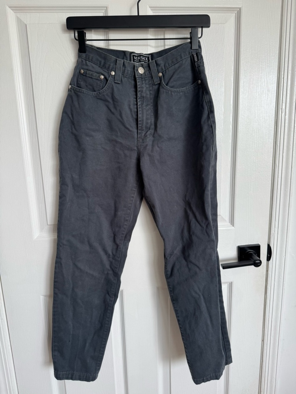 Versace Jeans Signature Grey Straight Leg Jeans Medusa Button Size 29